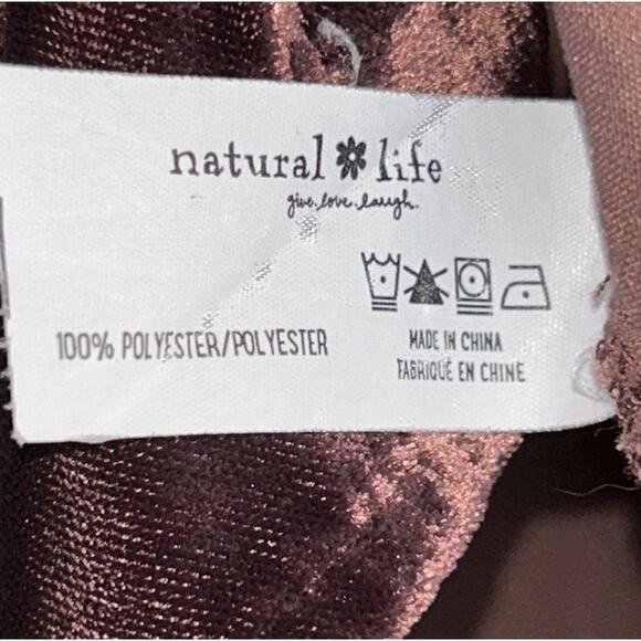 Natural Life Size Large Brown Velvet Button Down Floral Flip Cuff Gorpcore - Picture 9 of 14